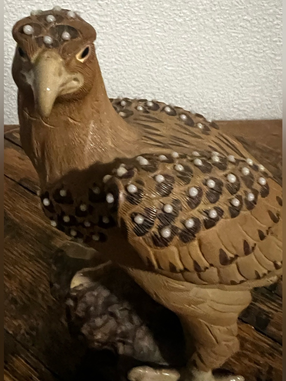 Vintage  Chinese Eagle Sculpture Zisha Purple Clay Pearl Glaze Hand Painted RARE - Picture 9 of 16